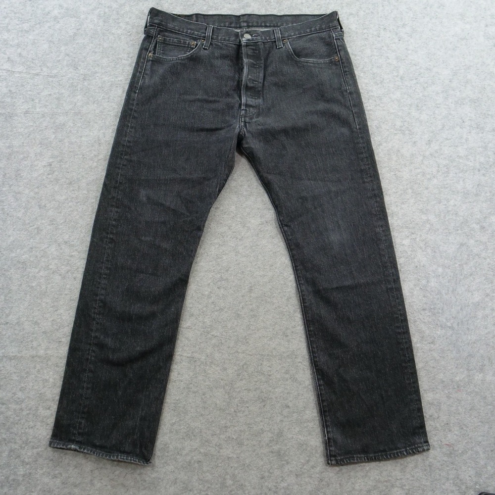 Levi's 501 Jeans Mens 36 Black Original Fit Button Fly Straight Leg Button Fly